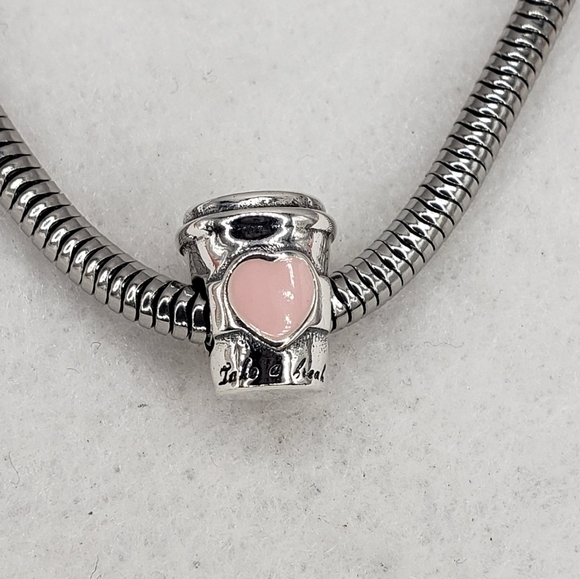 Coffee Mug Bracelet Charm 925 Sterling Silver Take a Break Pink Girl Treat - Picture 2 of 8